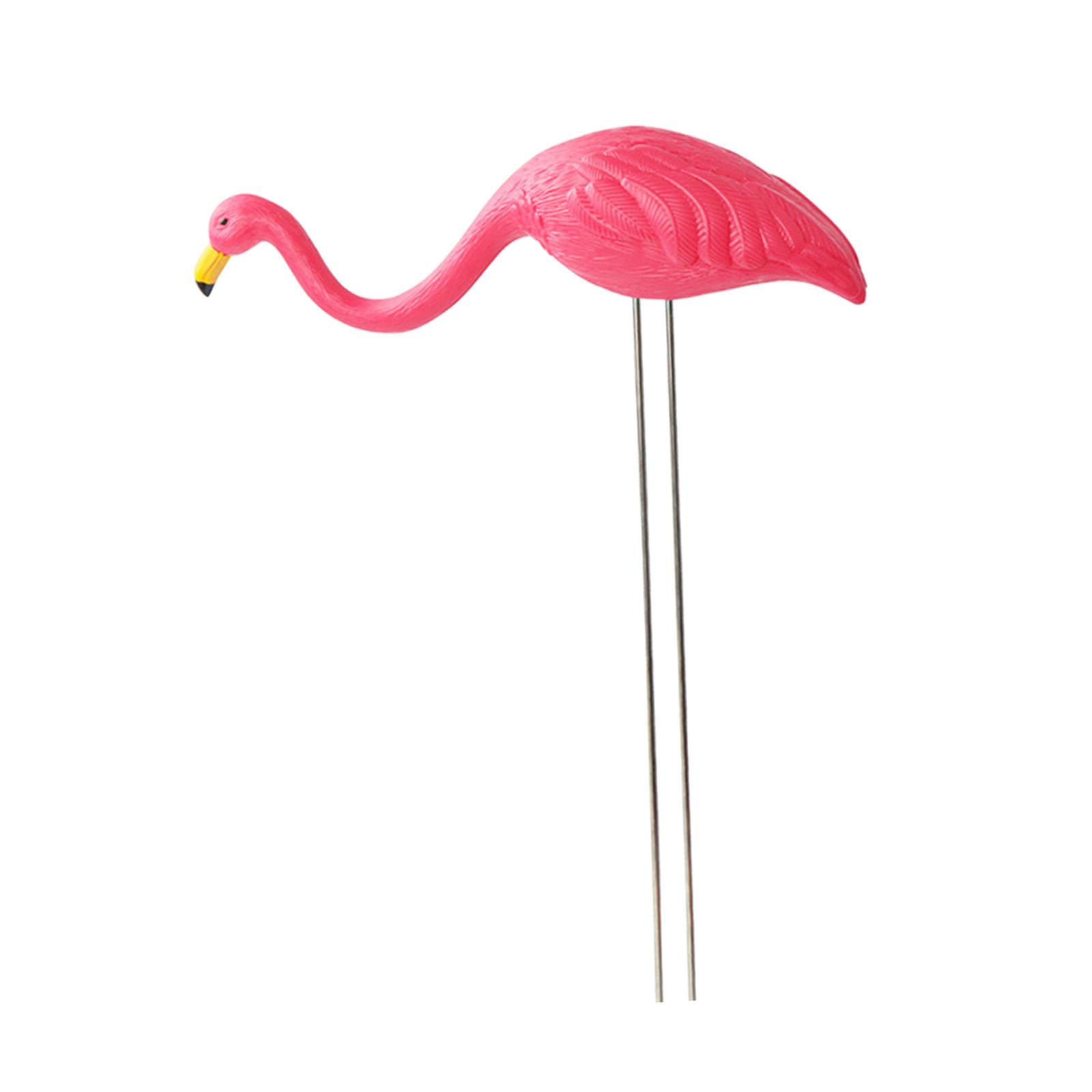 koolsoo Bird Statue Figurine Yard Ornament Lawn Cake Topper Flamingo Garden Stake Sculpture for Flowerpot Holiday Spring Indoor Beach Bow Head 25.8cmx6cm
